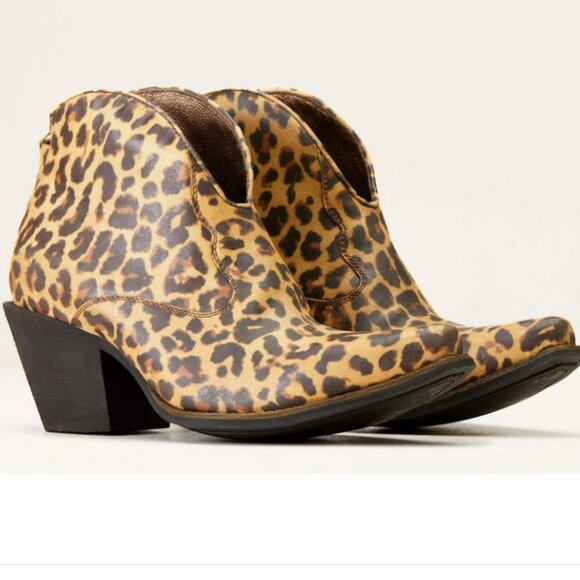 Ariat Shoes - Ariat Layla Distressed Leopard Leather Western Boots Booties